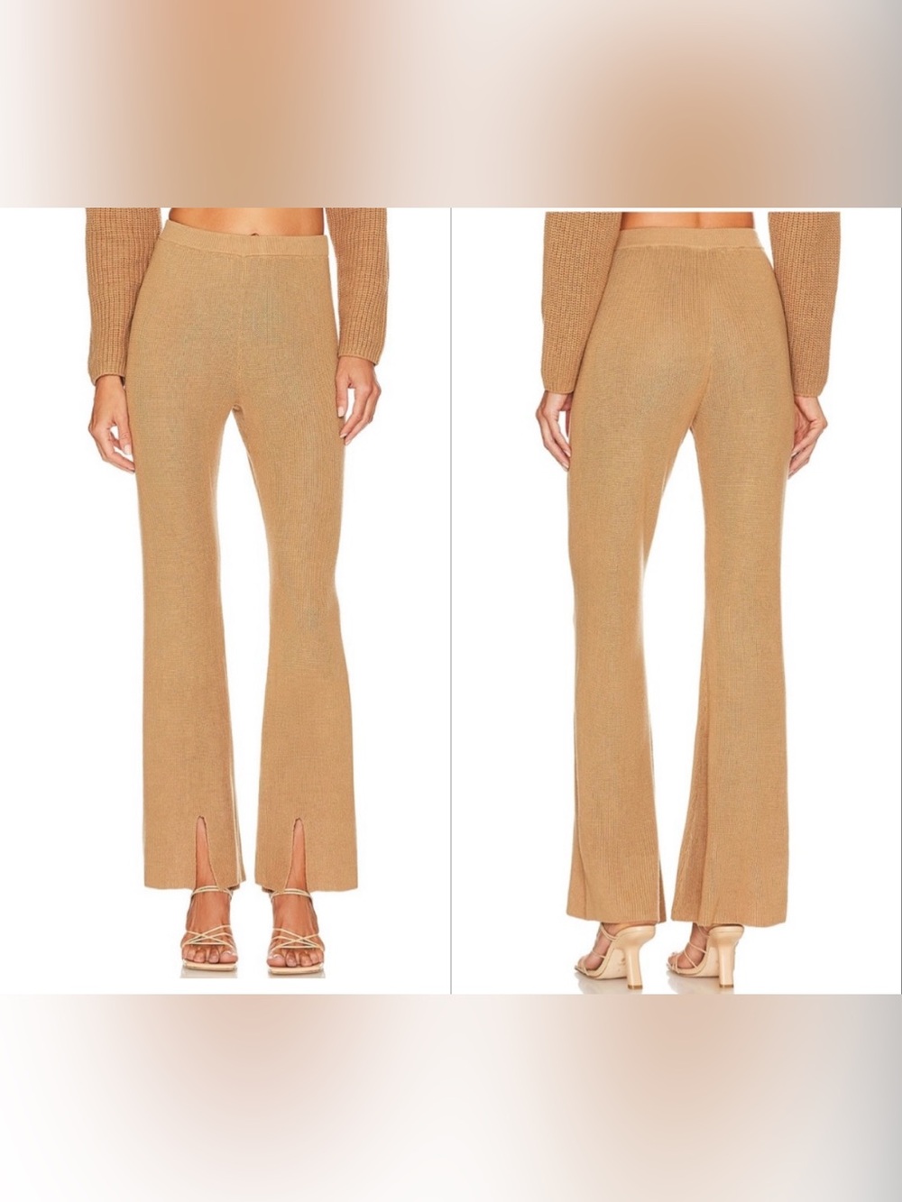 callahan beige ribbed novah slit flare casual pants